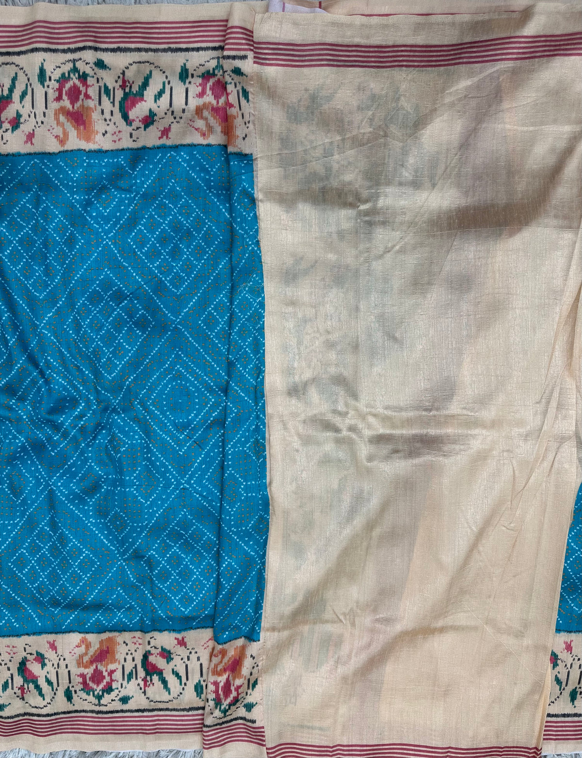 Semi Tussure Bandini Print Fancy Saree