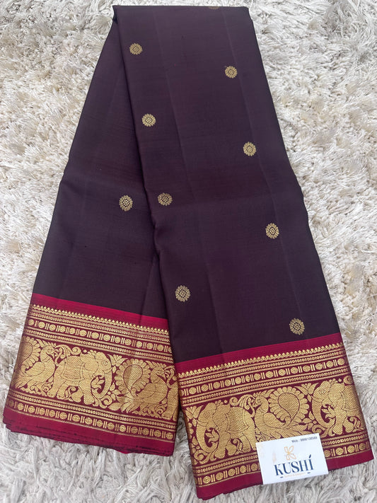 Brown Vintage Kanjivaram Pattu Saree