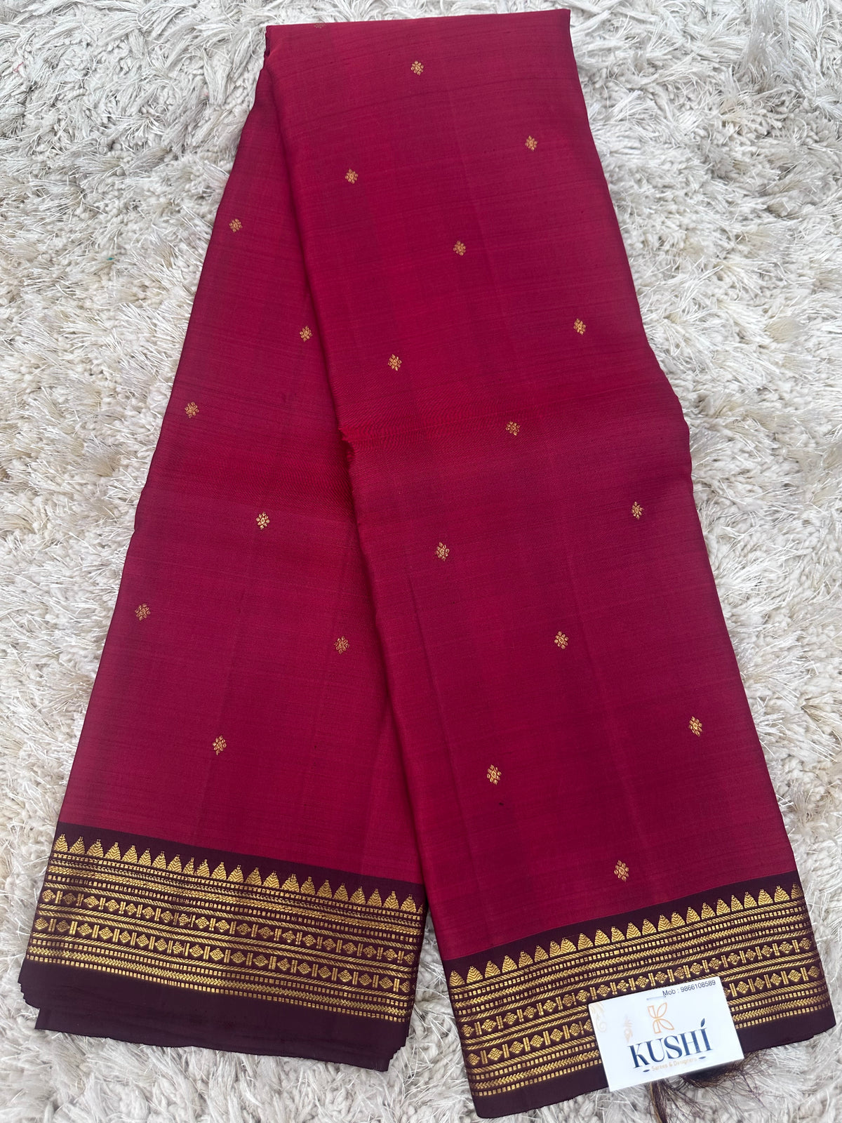 Maroon small border kanjivaram pattu saree
