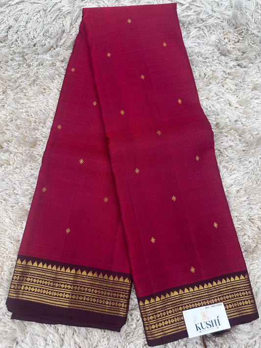 Maroon small border kanjivaram pattu saree