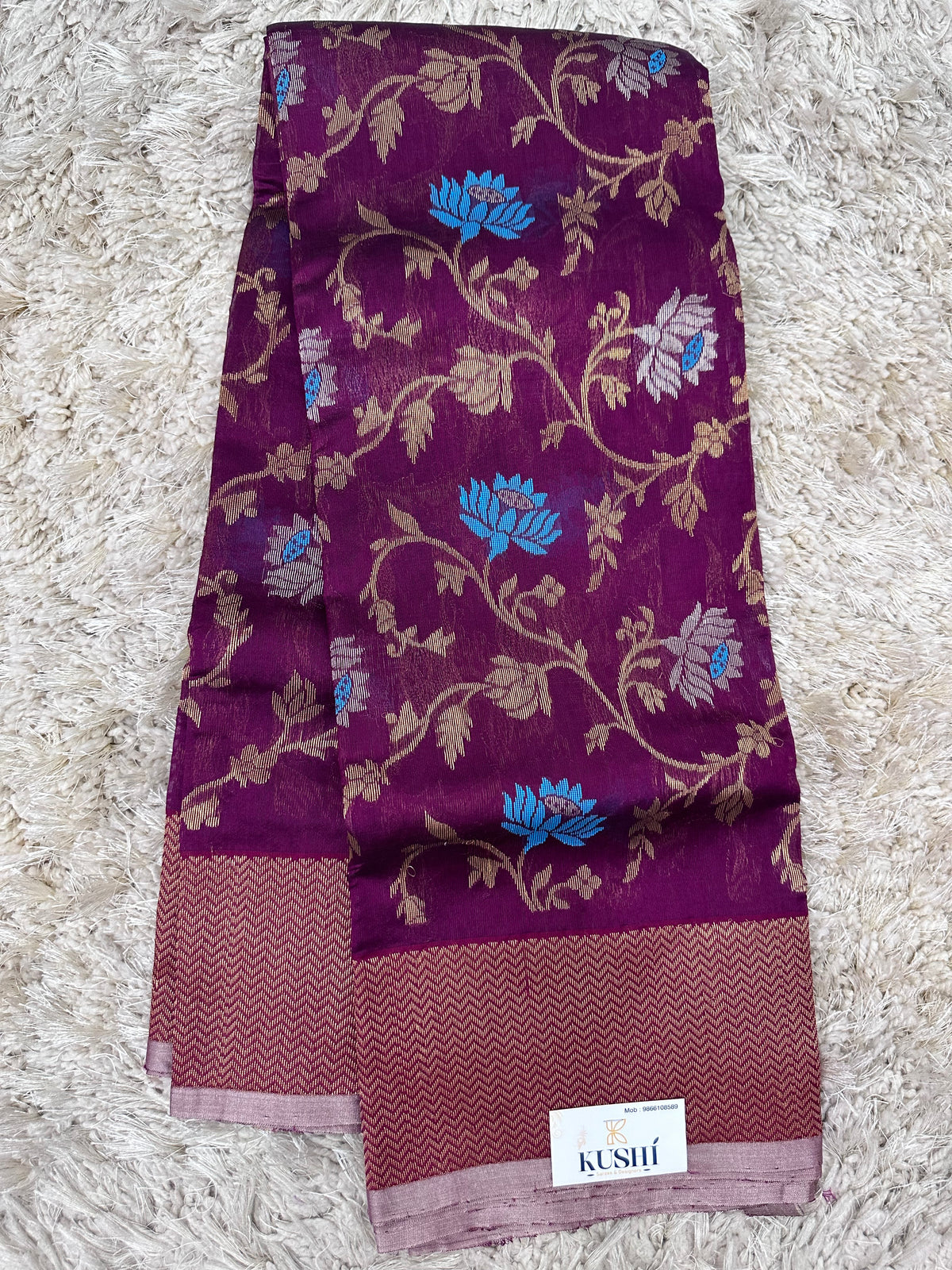 Magenta allover Chanderi pattu saree