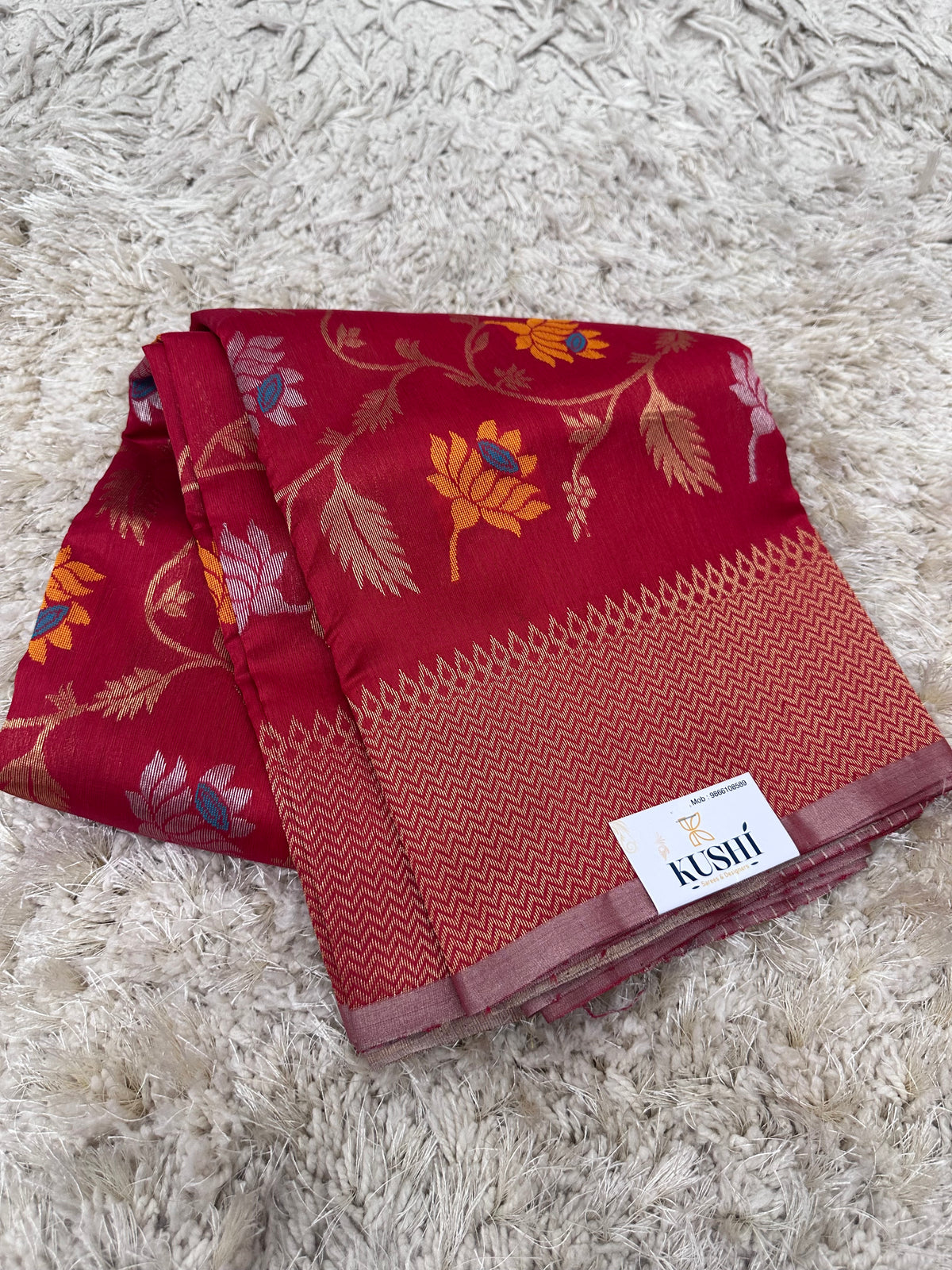 Red Chanderi Pattu Allover Saree