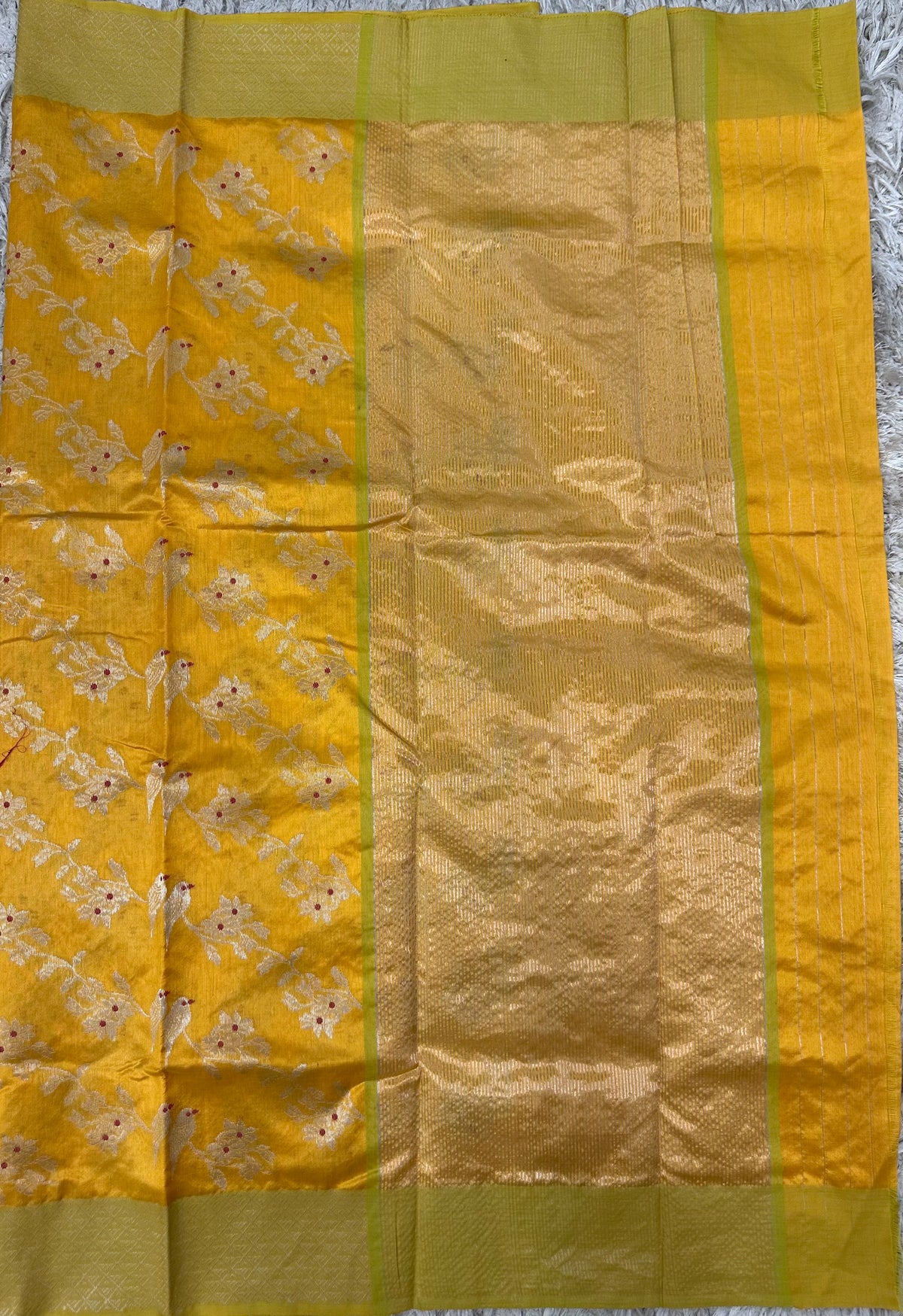 Yellow Allover Chanderi pattu saree