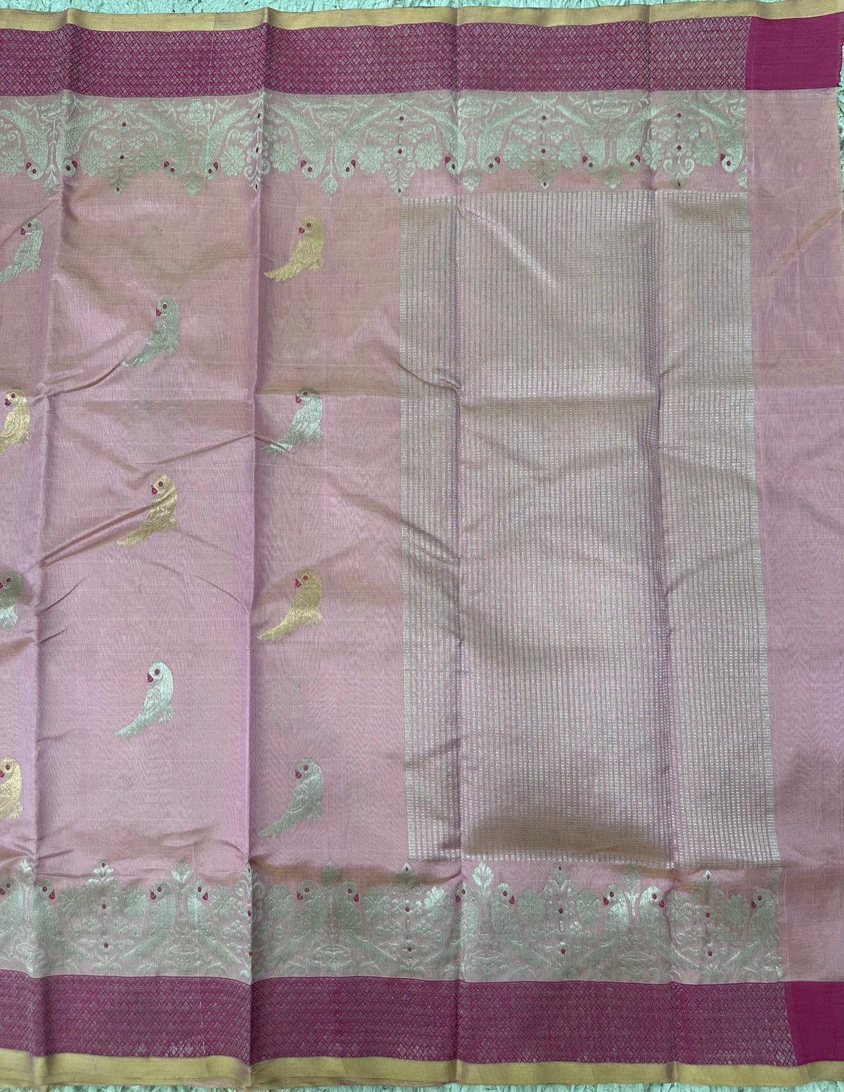 Pink Chanderi Tissue Pattu Saree