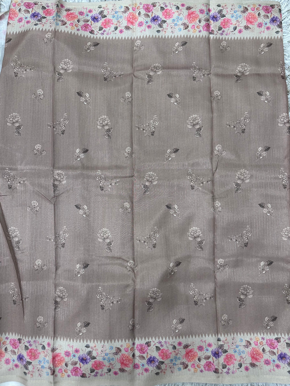 Fancy Soft Tussure Saree with Floral Border Saree