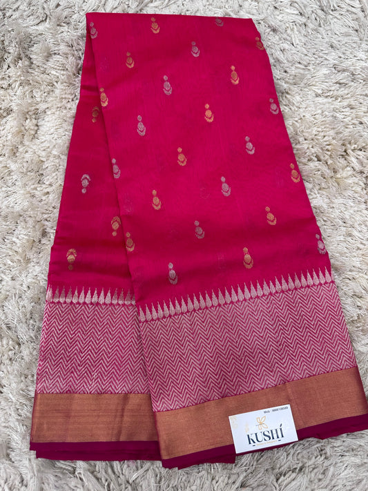 Pink Chanderi pattu saree