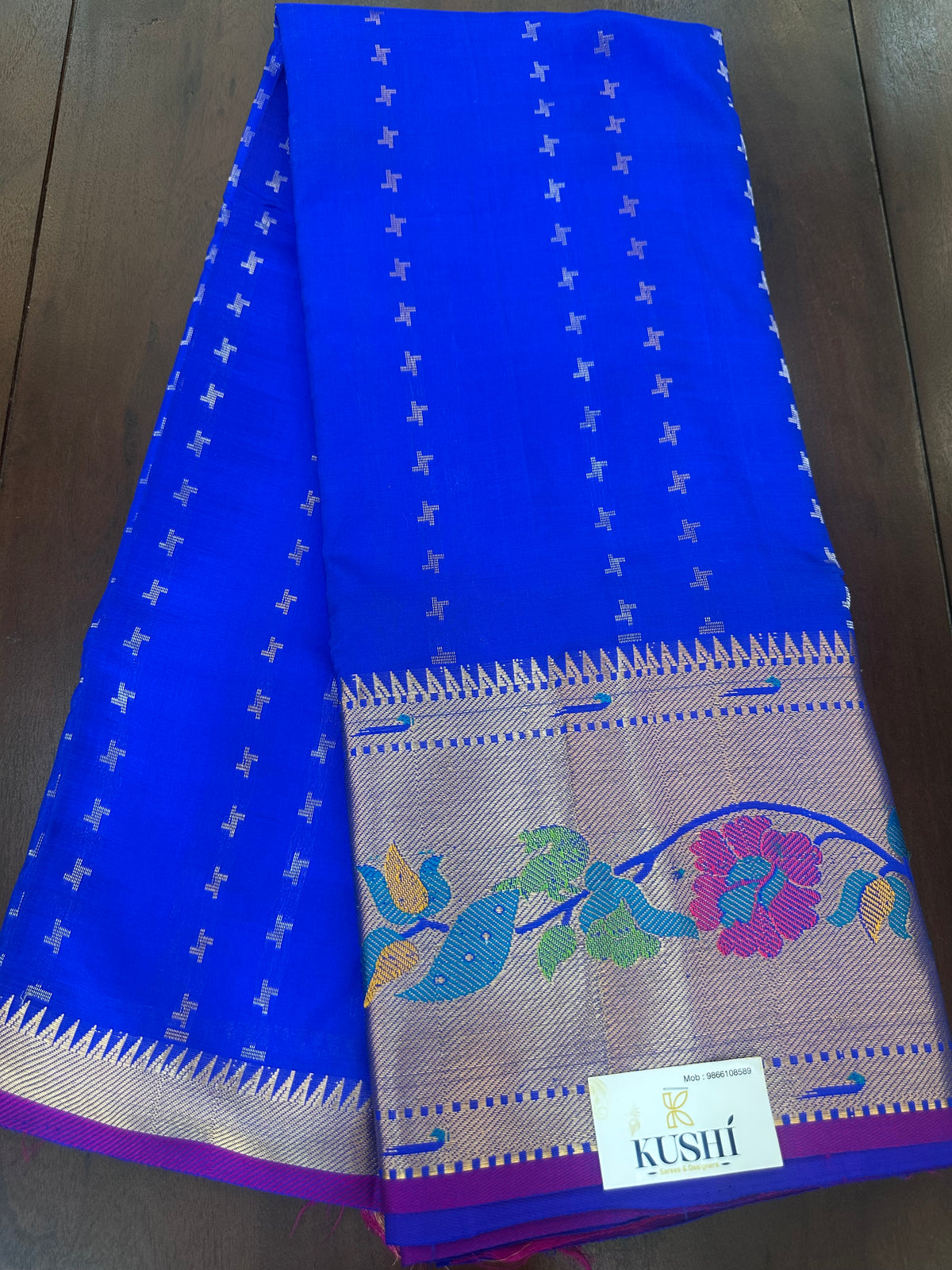Blue Venkatgiri Pattu with Paithani Border Saree