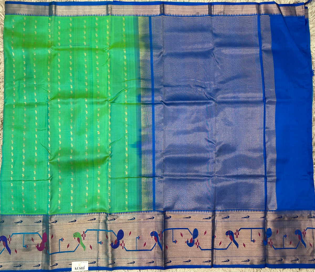 Green Venkatgiri Pattu with Paithani Border Saree