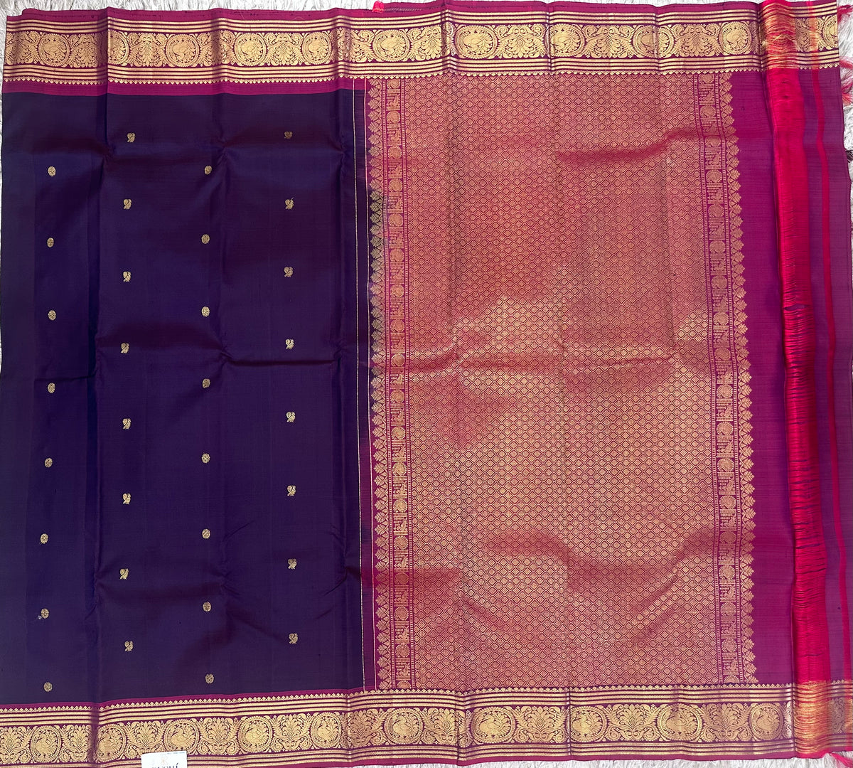 Dark violet kanjivaram pattu saree