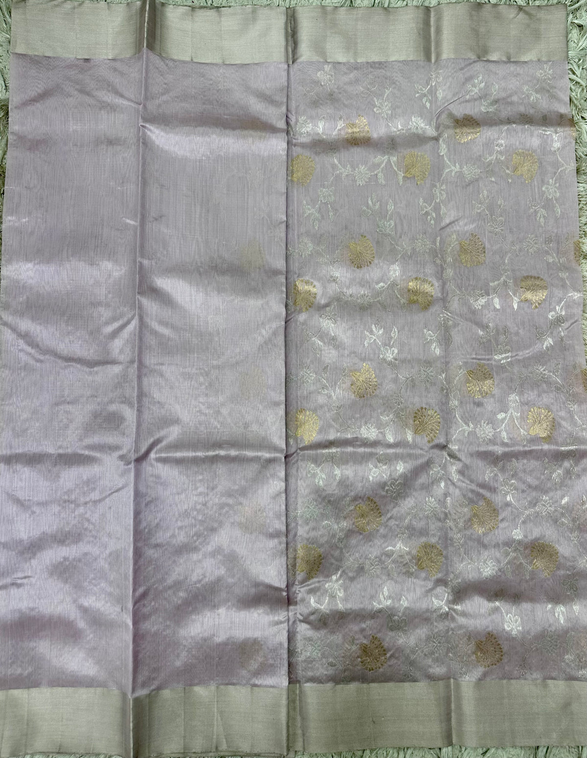 Lavender Chanderi pattu Allover saree