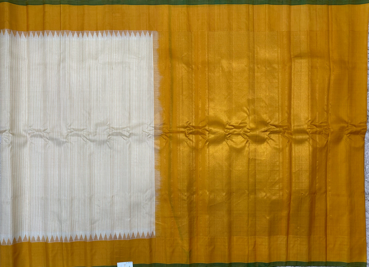 Cream with yellow Gadwal pattu saree