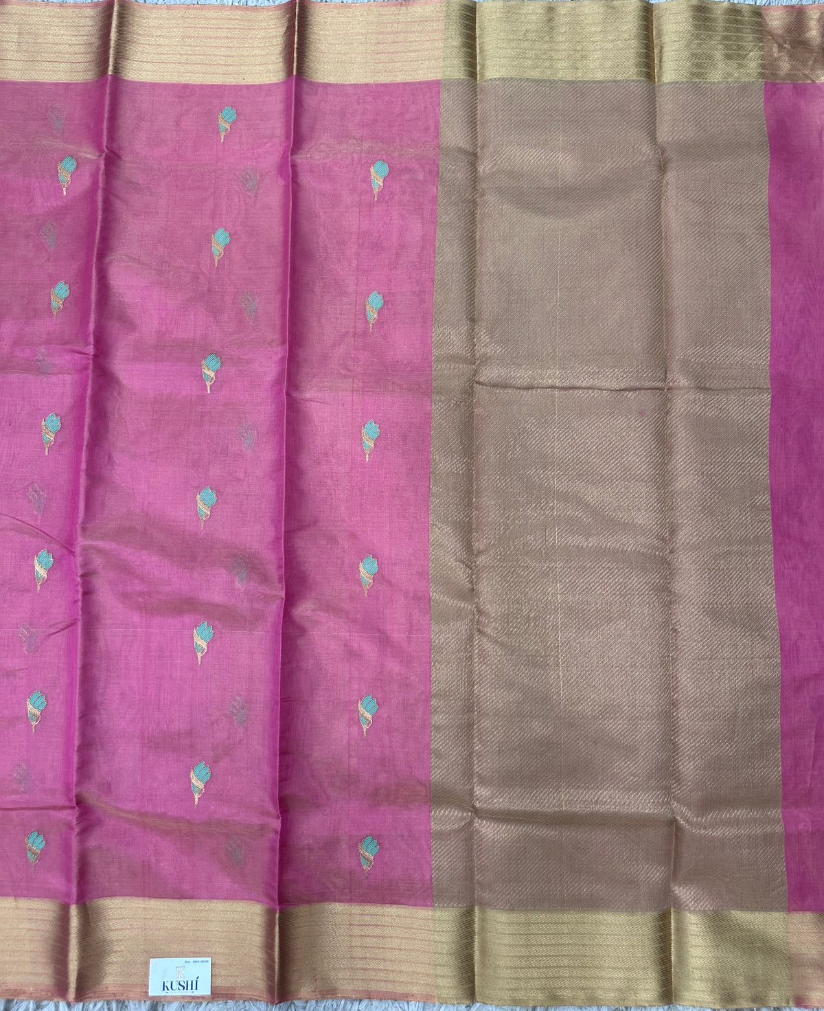 Pink Chanderi Tissue Pattu Saree with Kanchi Border