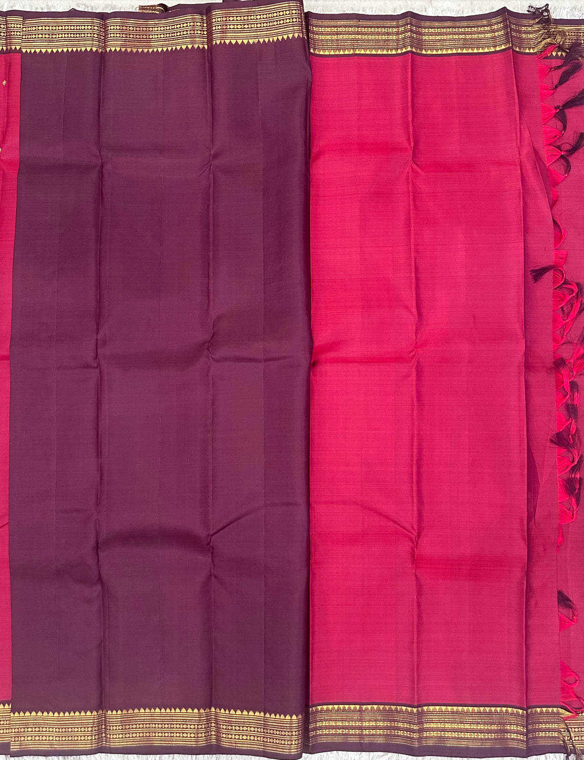 Maroon small border kanjivaram pattu saree