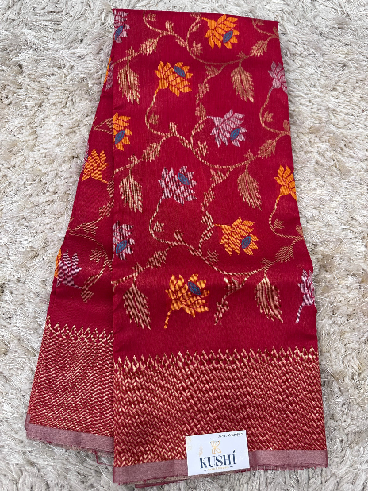 Red Chanderi Pattu Allover Saree