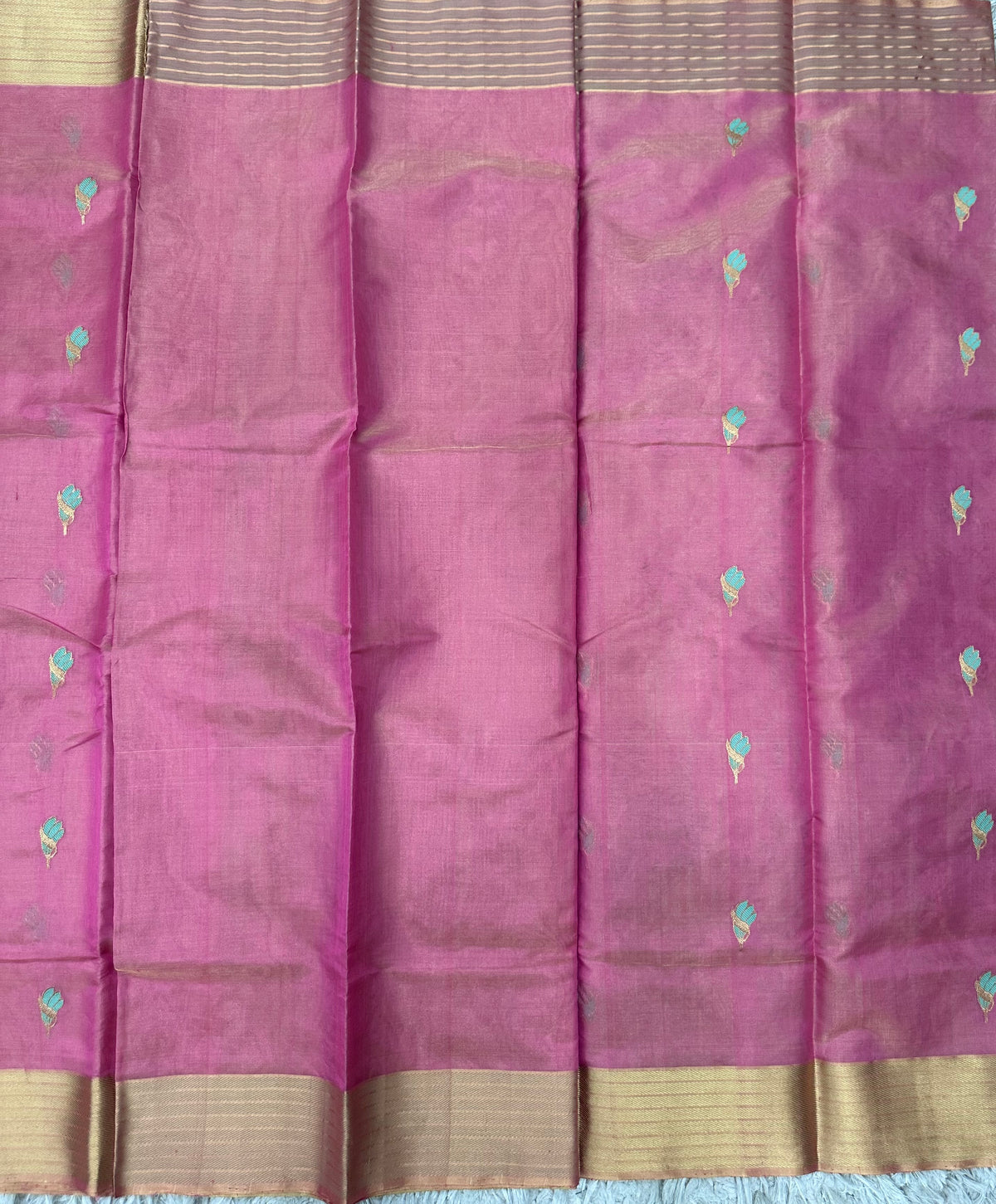 Pink Chanderi Tissue Pattu Saree with Kanchi Border
