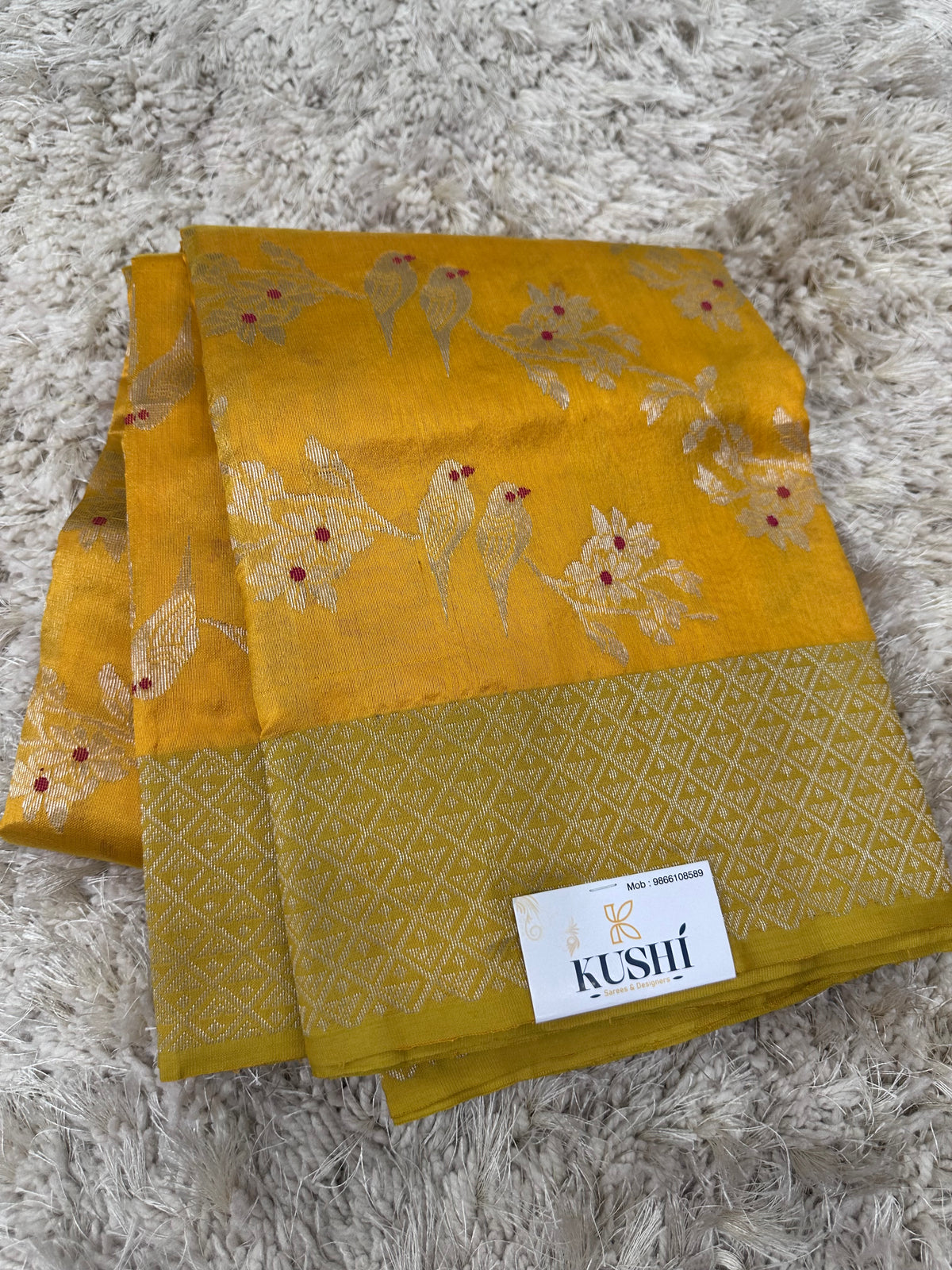 Yellow Allover Chanderi pattu saree