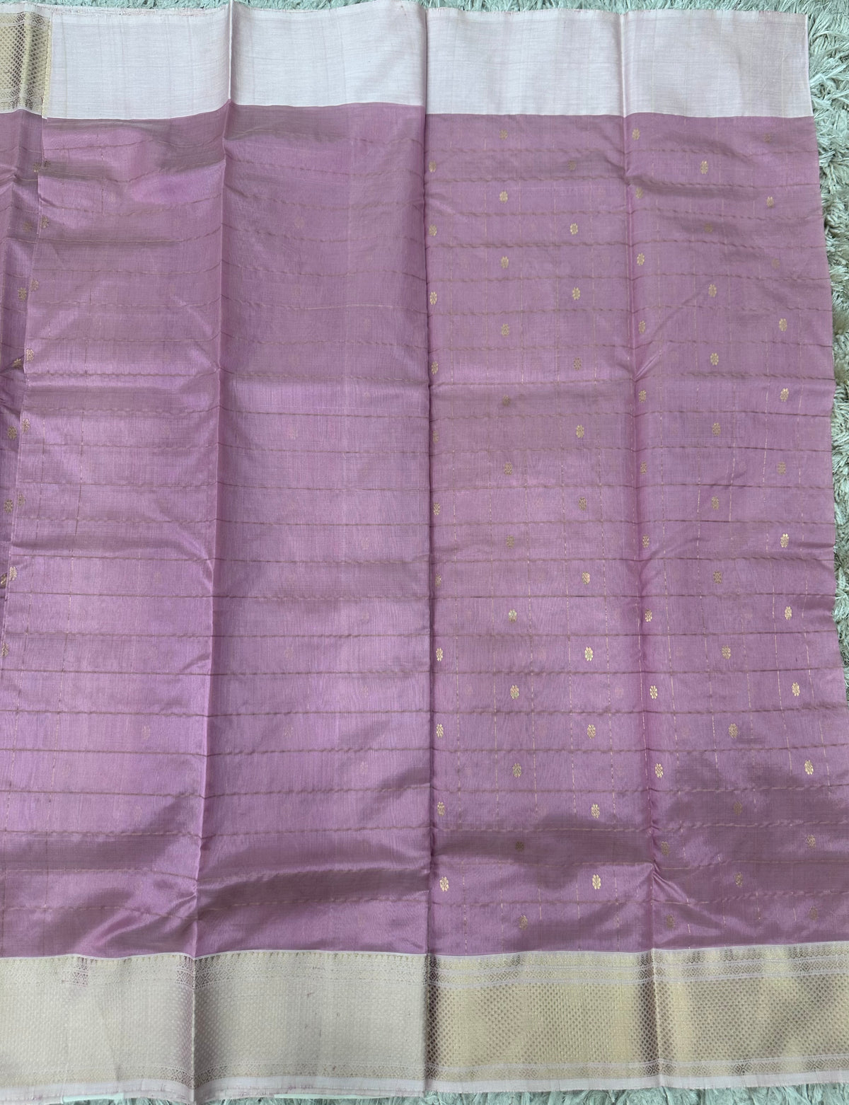 Dark onion pink Chanderi pattu saree with checks buta
