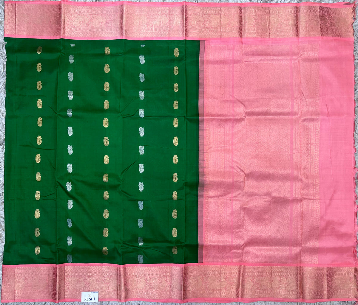 Green Venkatgiri Pattu Saree with Kanchi Border