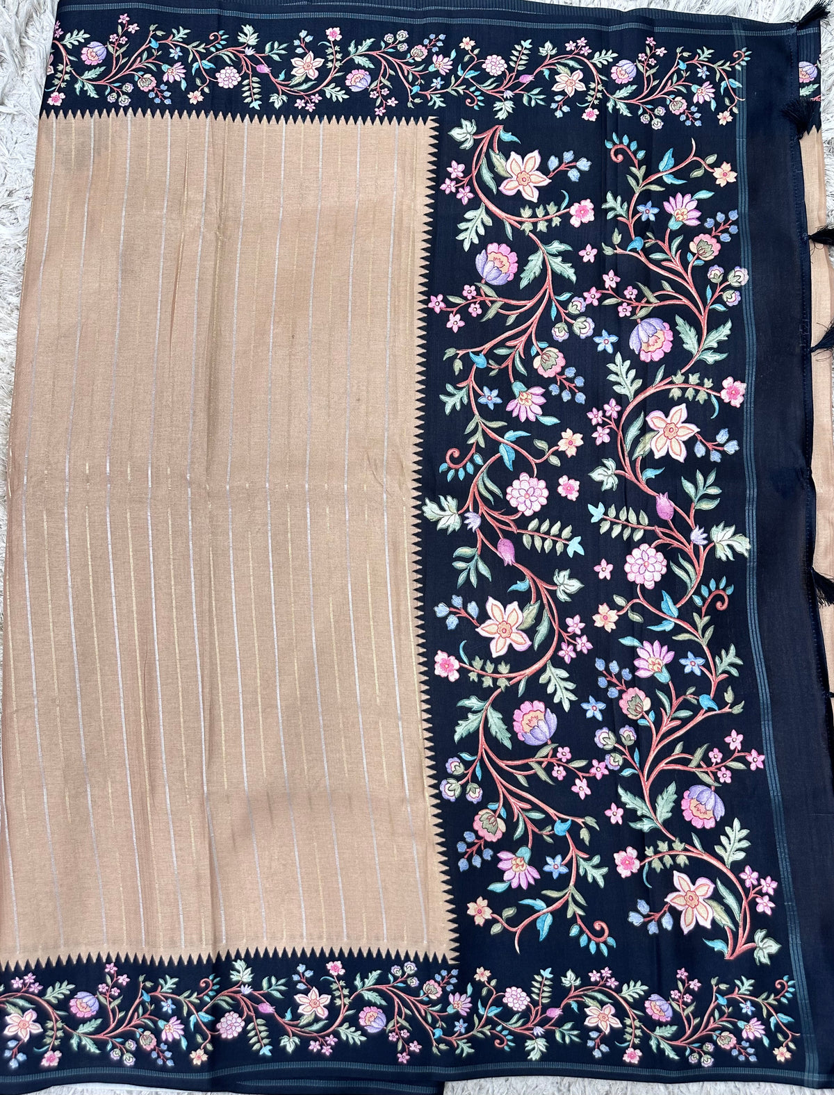 Fancy Soft Tussure Saree with Floral Border Saree