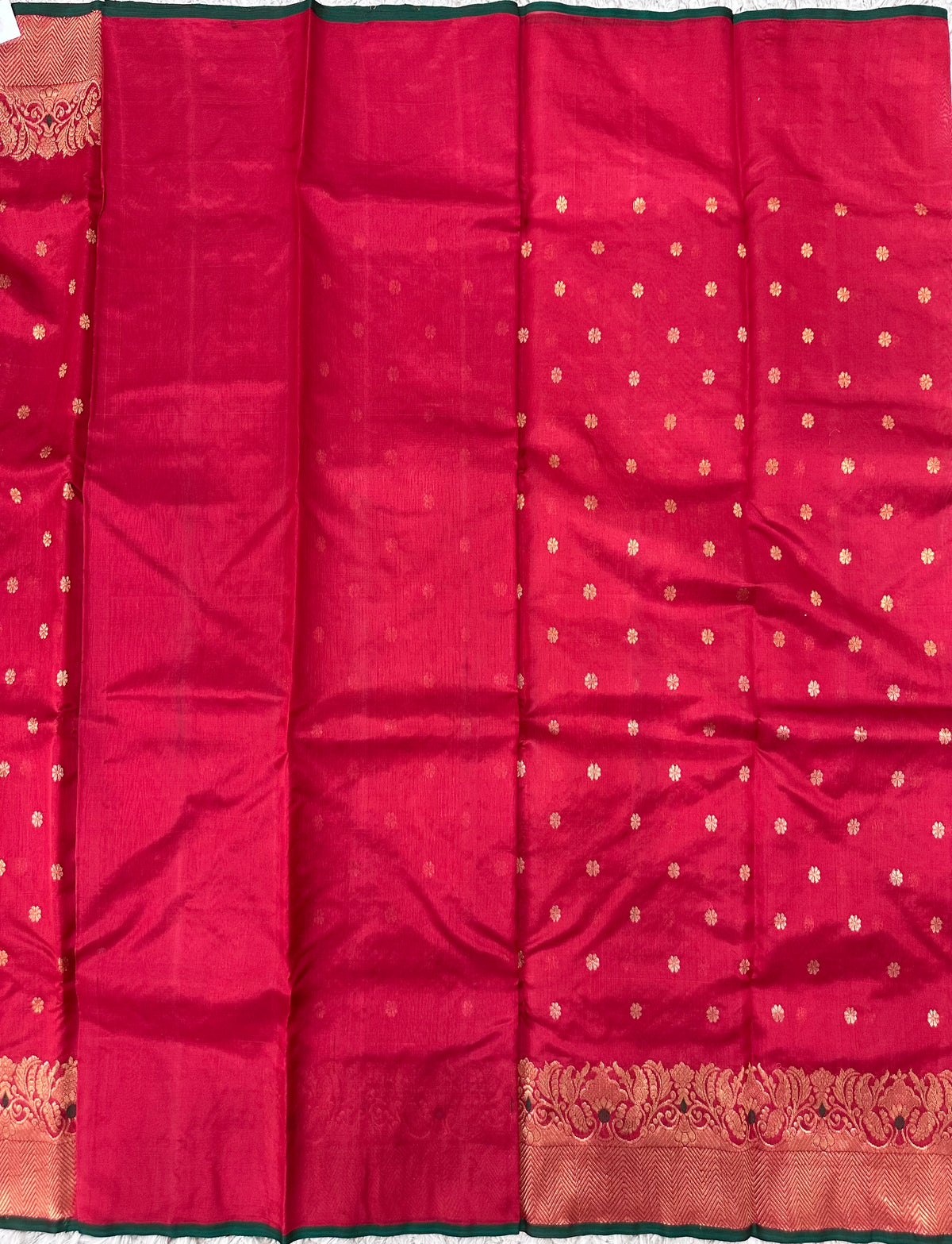 Red Chanderi pattu saree