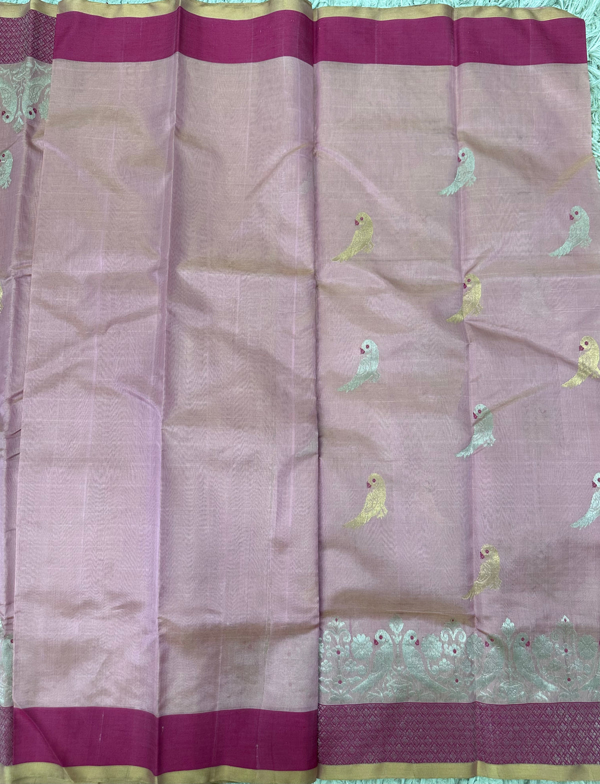 Pink Chanderi Tissue Pattu Saree