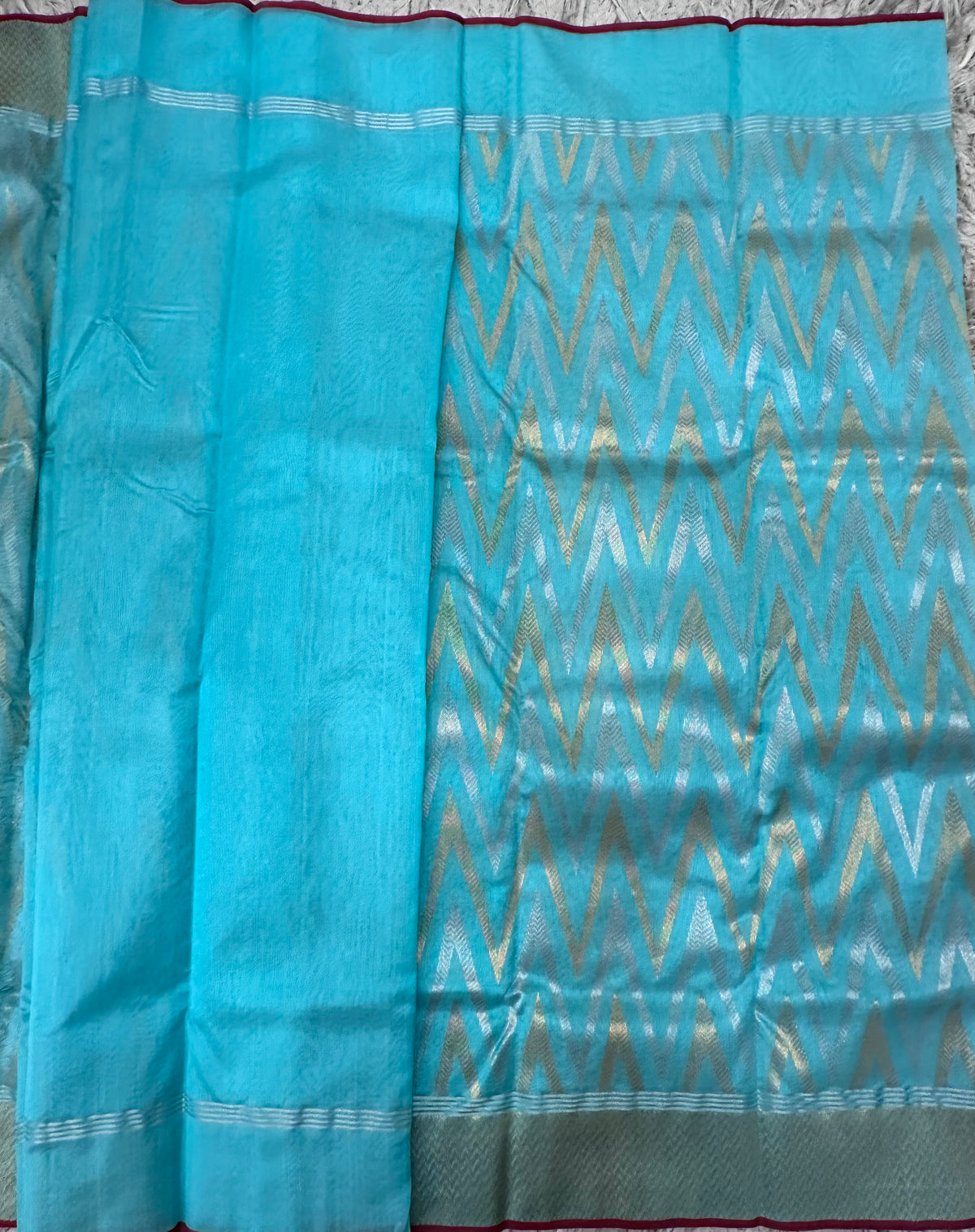 Blue Chanderi pattu saree