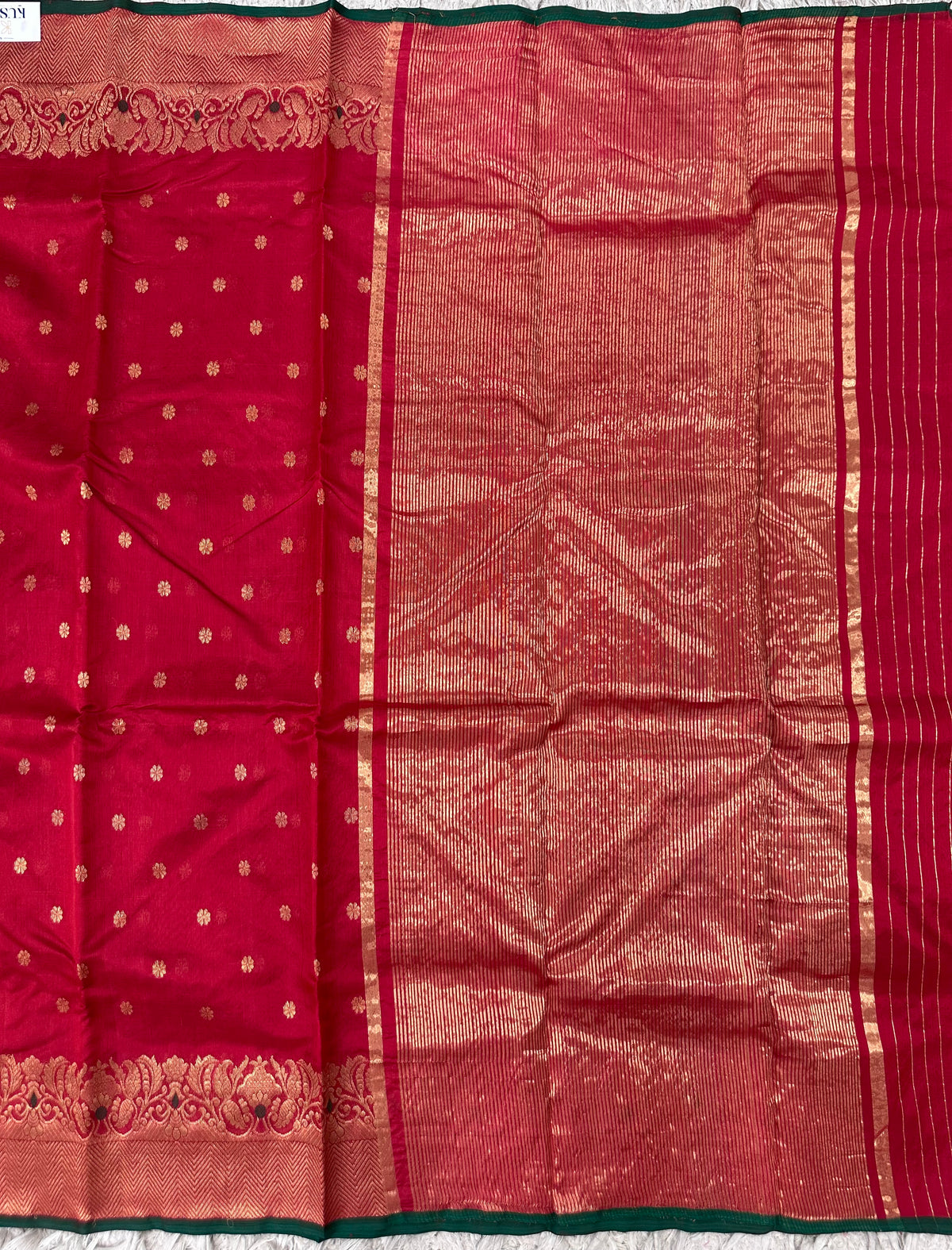 Red Chanderi pattu saree