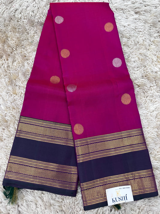 Pink gap border kanjivaram pattu saree