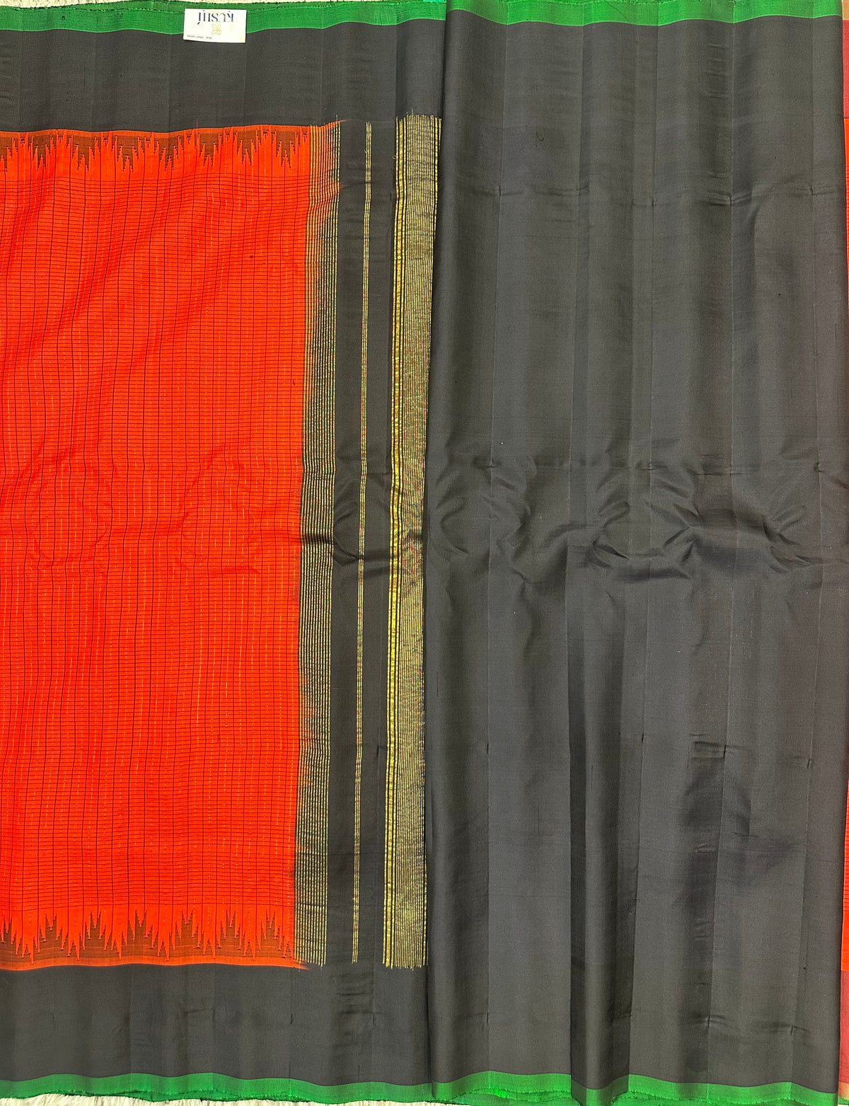 Red checks with plain border Gadwal pattu saree