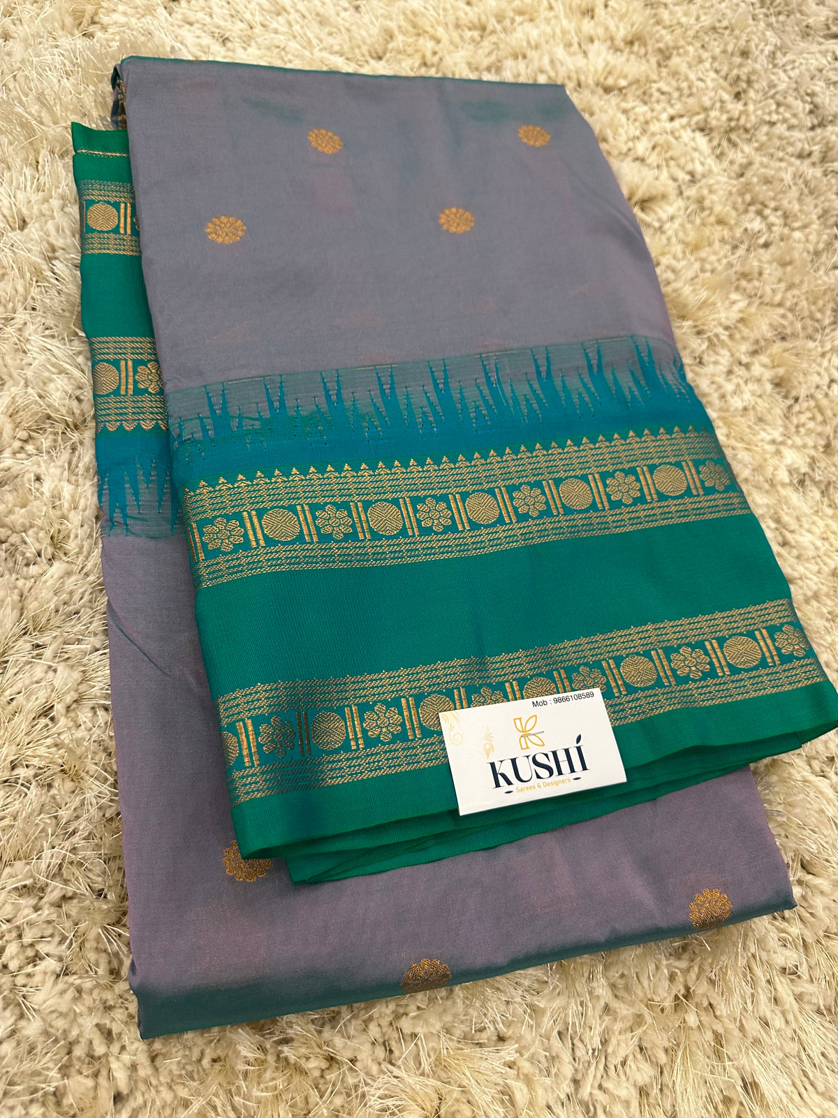 Ilkal pattu small buta with gap border saree