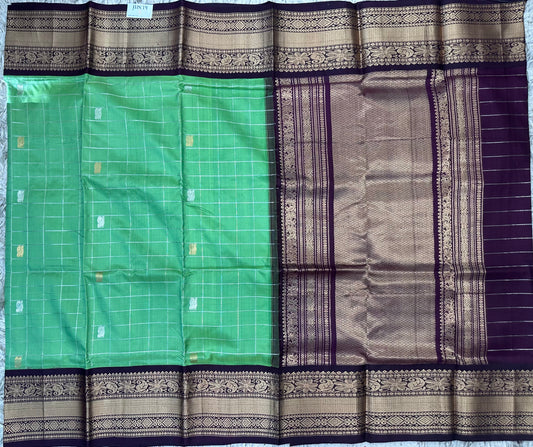 Green Checks Venkatgiri Pattu Saree