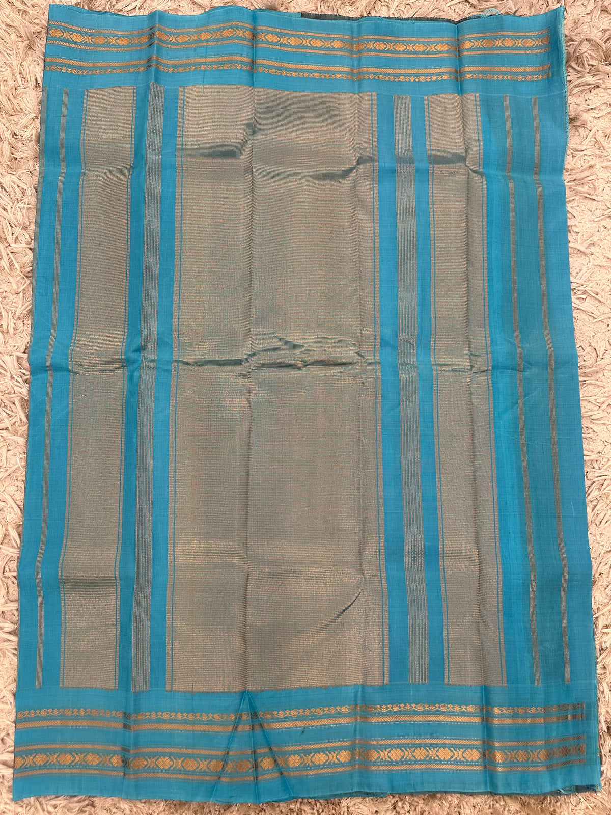 Gadwal pattu black plain saree with gap border