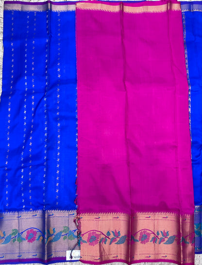 Blue Venkatgiri Pattu with Paithani Border Saree