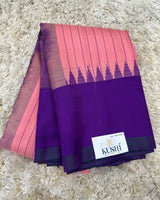 Gadwal pattu plain border saree with temple