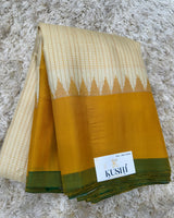 Cream with yellow Gadwal pattu saree