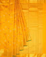 Kanchipuram Silk Jaal Yellow Saree