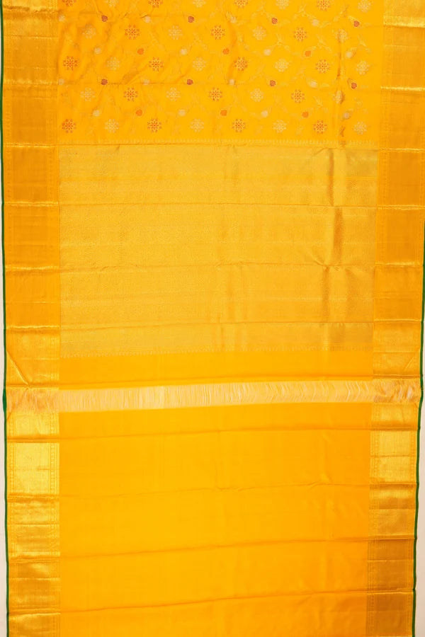Kanchipuram Silk Jaal Yellow Saree