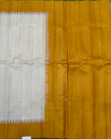Cream with yellow Gadwal pattu saree