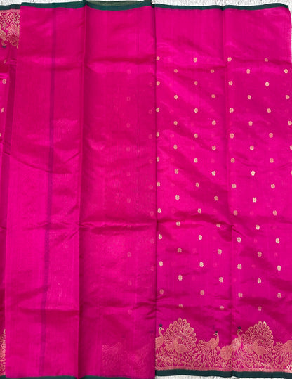 Pink Chanderi pattu saree