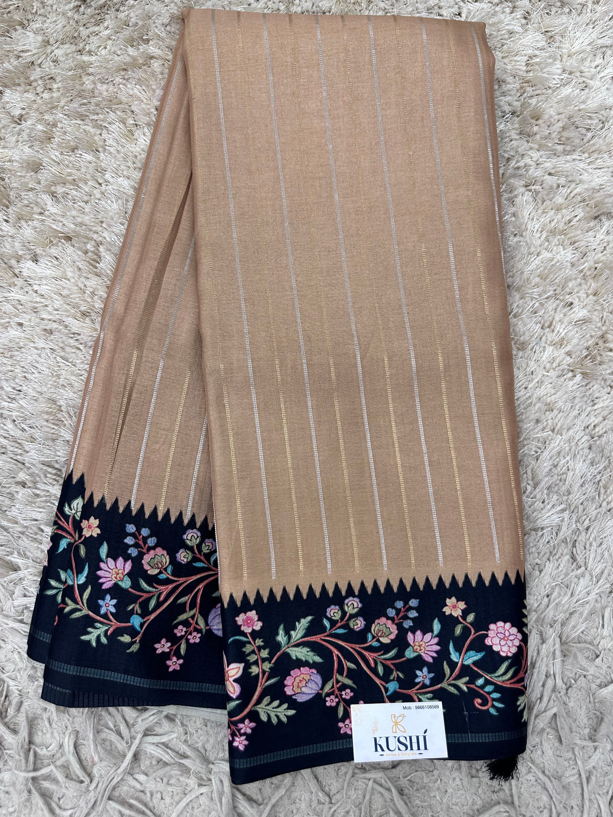 Fancy Soft Tussure Saree with Floral Border Saree