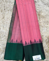Pink with green Gadwal pattu saree