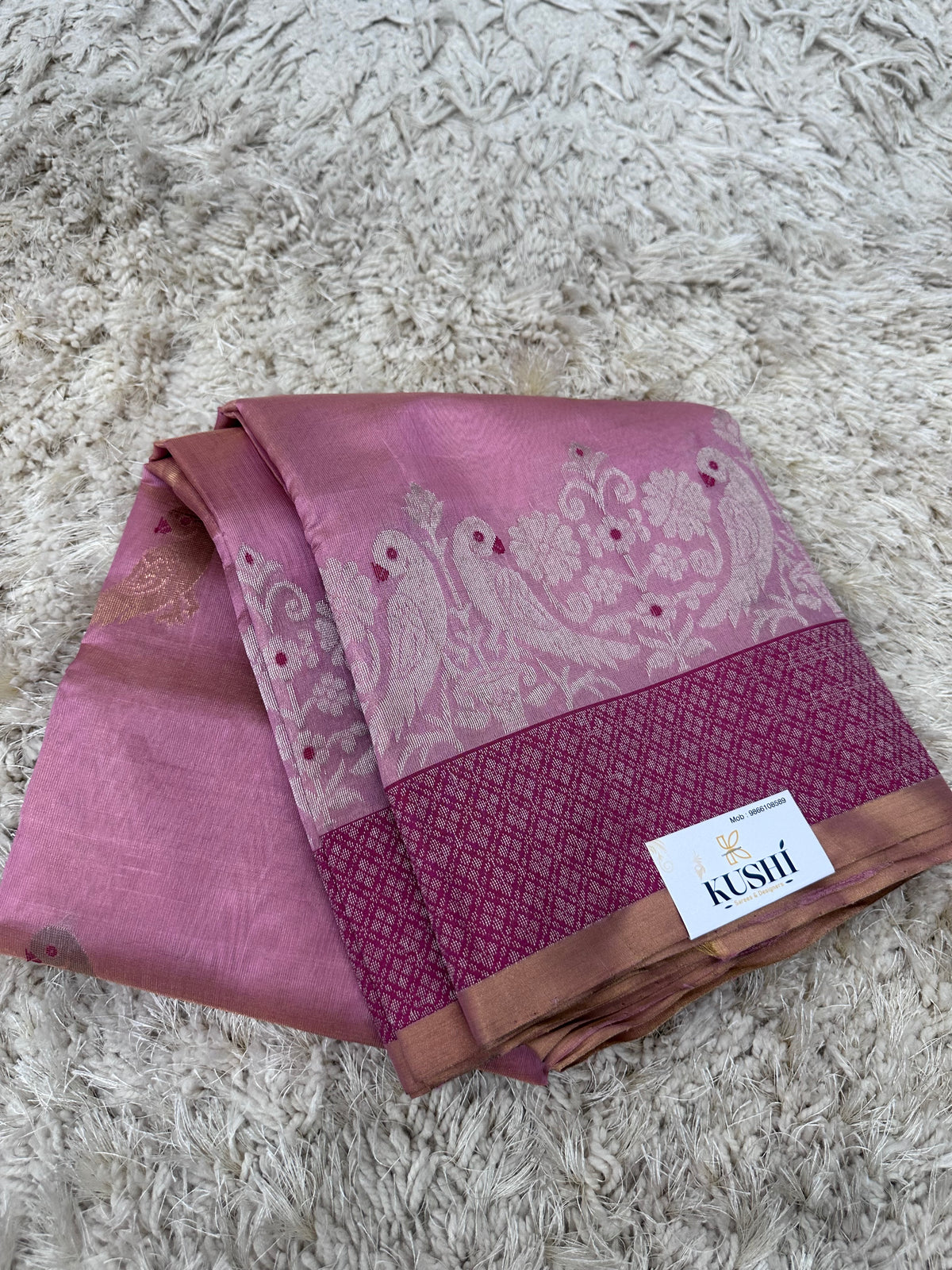 Pink Chanderi Tissue Pattu Saree