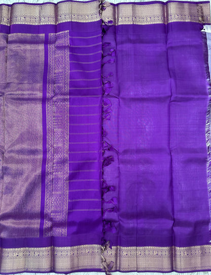 Cream Venkatgiri Pattu Saree with Checks