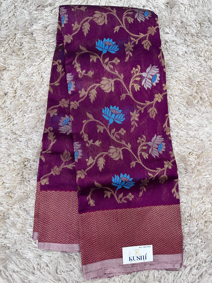 Magenta allover Chanderi  pattu saree