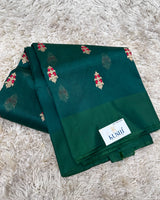 Bottle green Chanderi pattu saree
