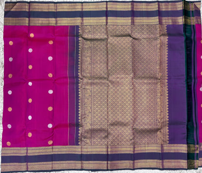 Pink gap border kanjivaram pattu saree