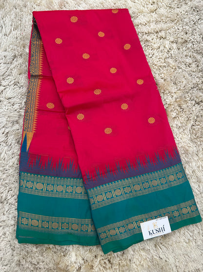 Ilkal pattu small buta with gap border saree
