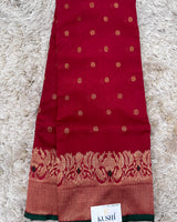 Red Chanderi pattu saree