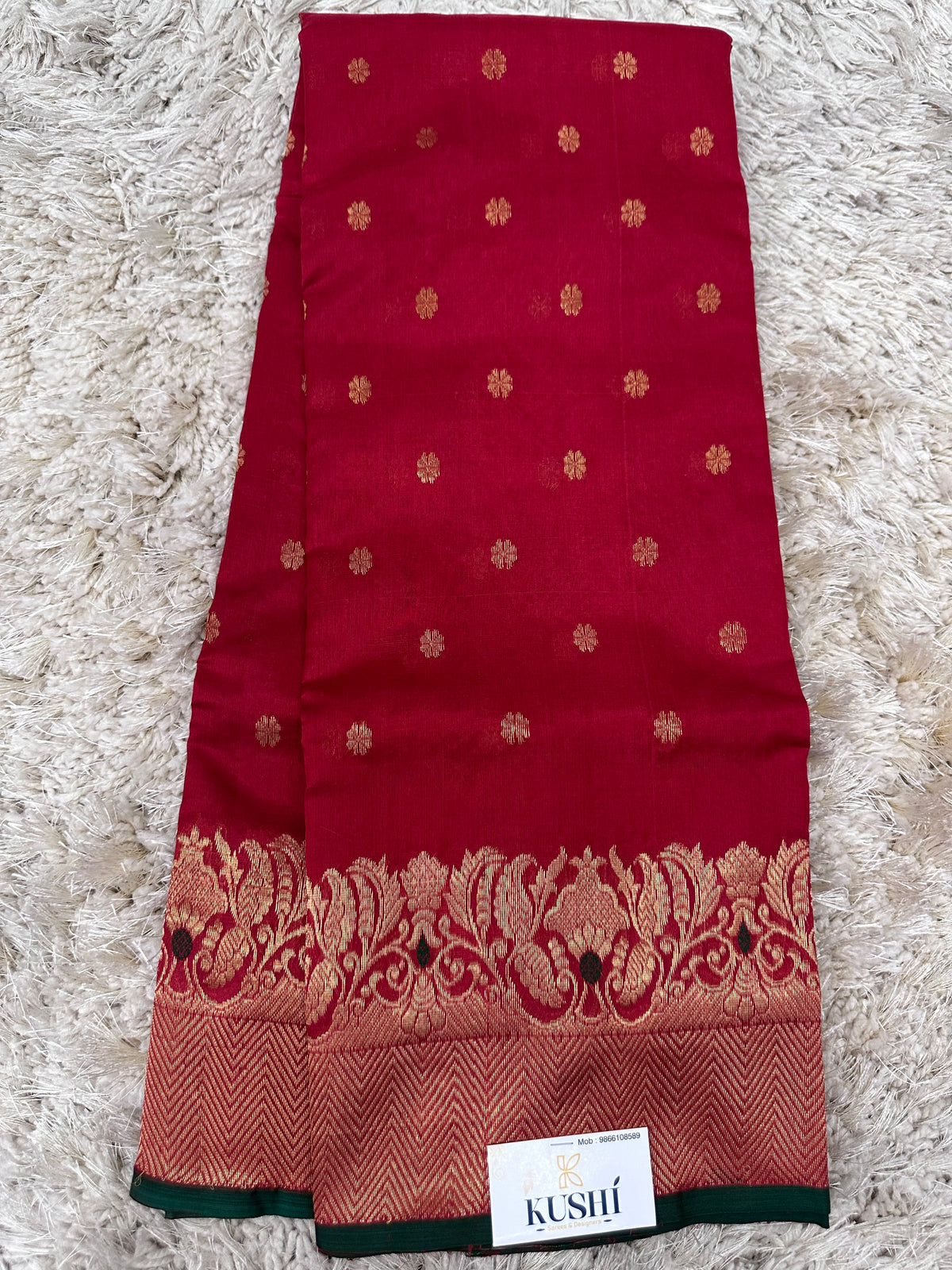 Red Chanderi pattu saree