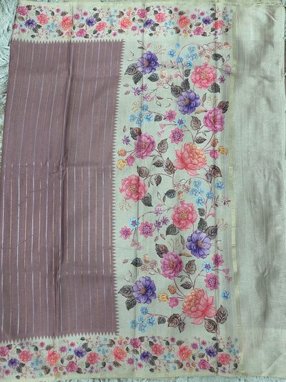 Fancy Soft Tussure Saree with Floral Border Saree